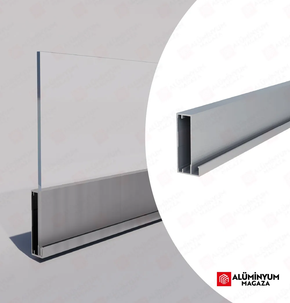  Alüminyum Dar Çerçeve Kapak Profili Kulpsuz 