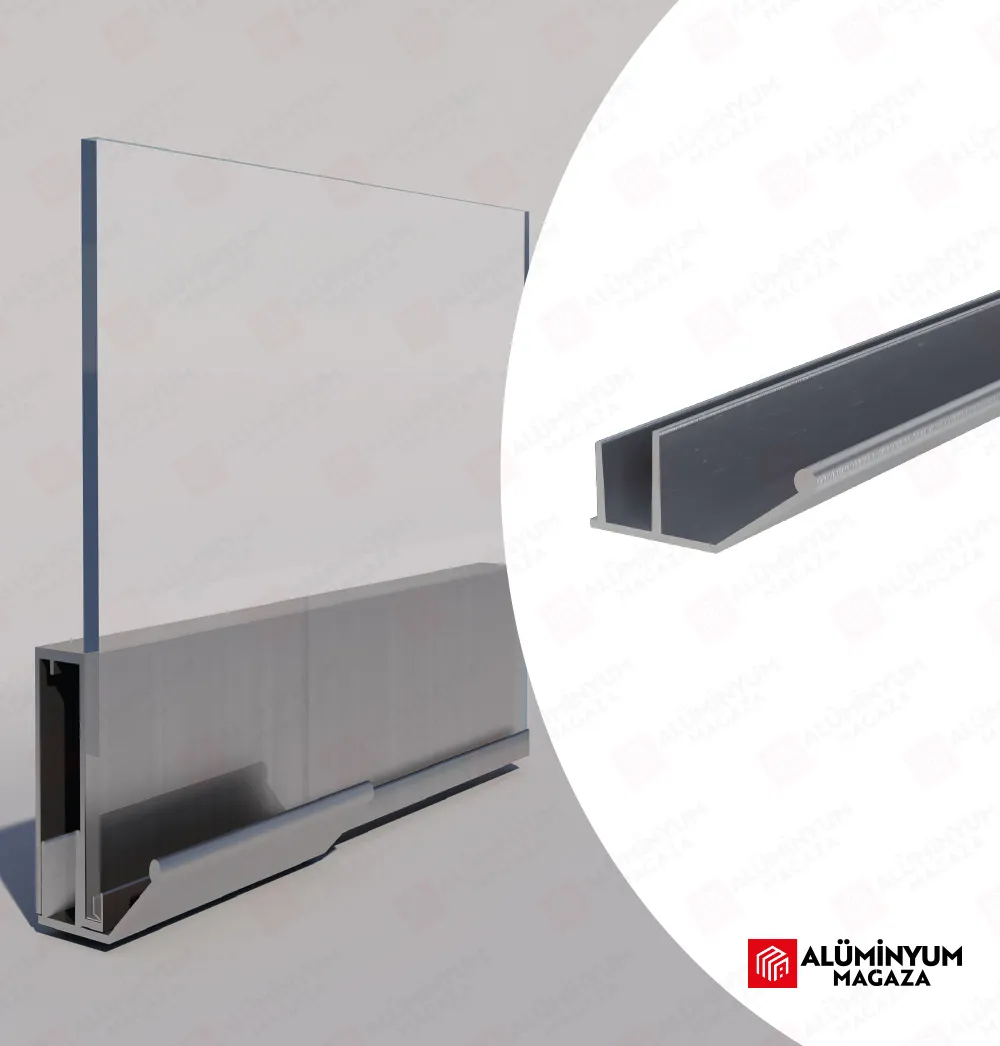 Alüminyum Çerçeve Kapak Profili Dıştan Takmalı Eğimli Kulp 