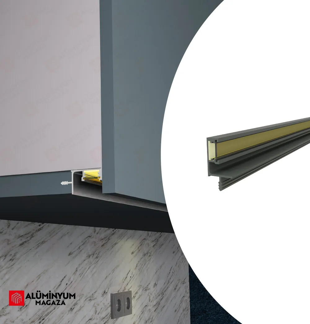 Gizli Ledli Alüminyum Kulp 