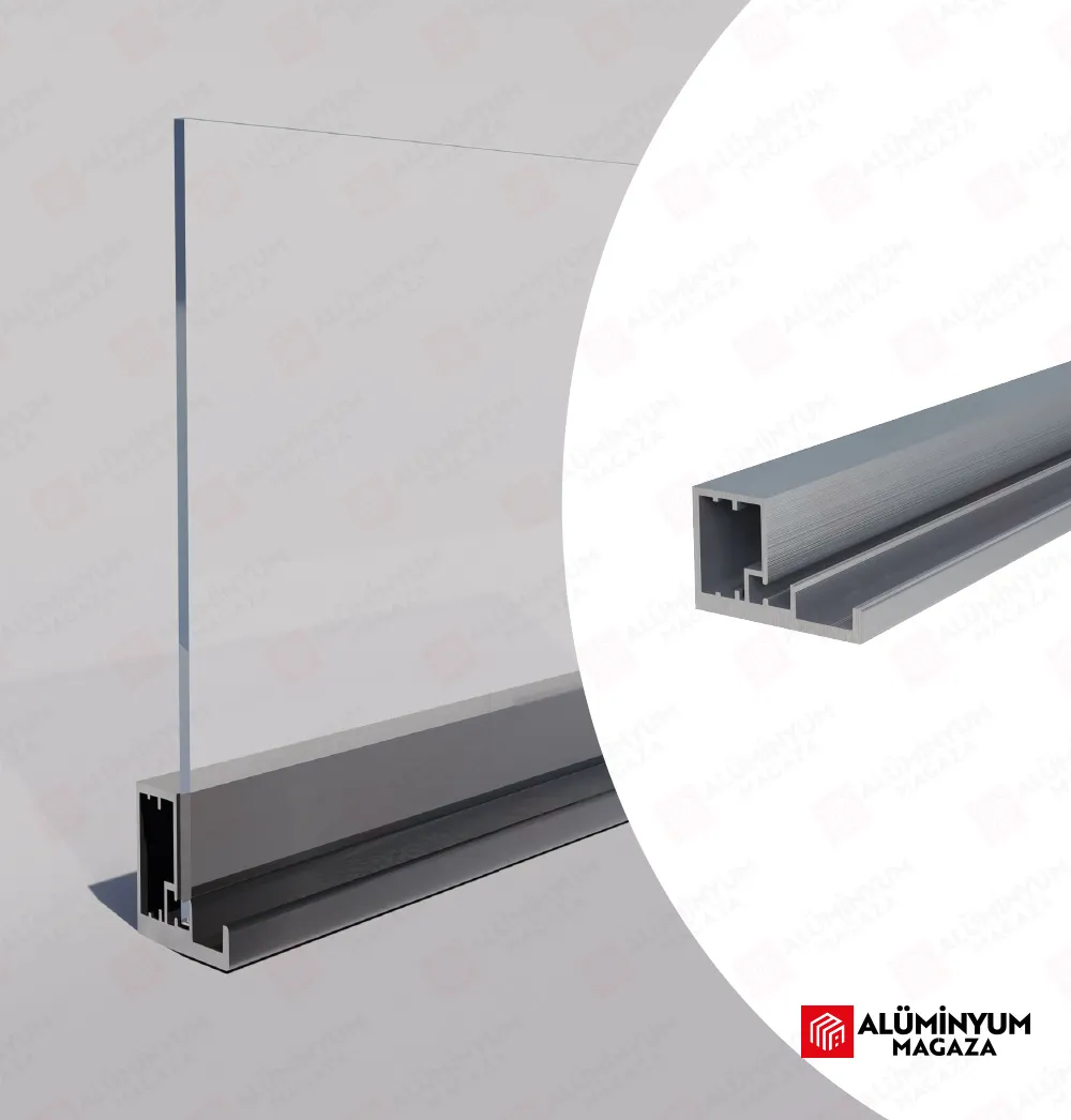 Alüminyum Dar Çerçeve Kapak Profili Düz Kulplu 
