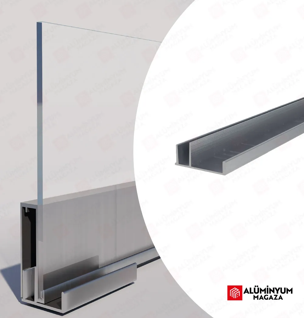 Alüminyum Çerçeve Kapak Profili Dıştan Takmalı Düz Kulp 